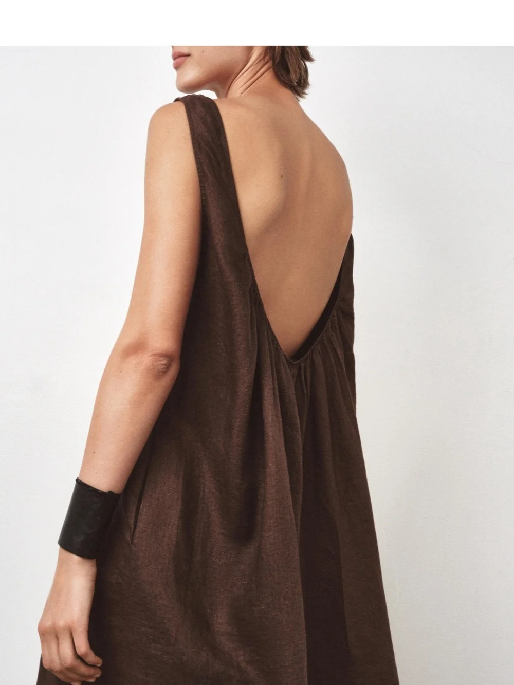 Zara Brown Linen Blend Sleeveless Romper Size S